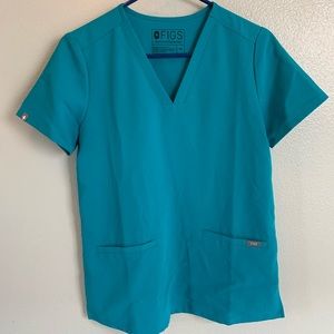 Figs Xs teal Casma top